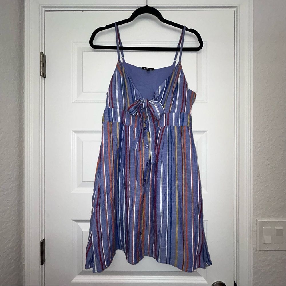 Express Multicolor Striped Tie-Front Sundress